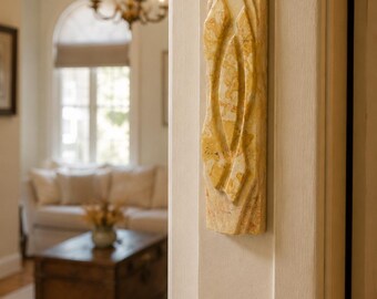 Architectural Jerusalem Stone Mezuzah, Handmade Stone Mezuzah Case, Luxury Israeli Judaica, Modern Jewish Home Decor, Made in Israel