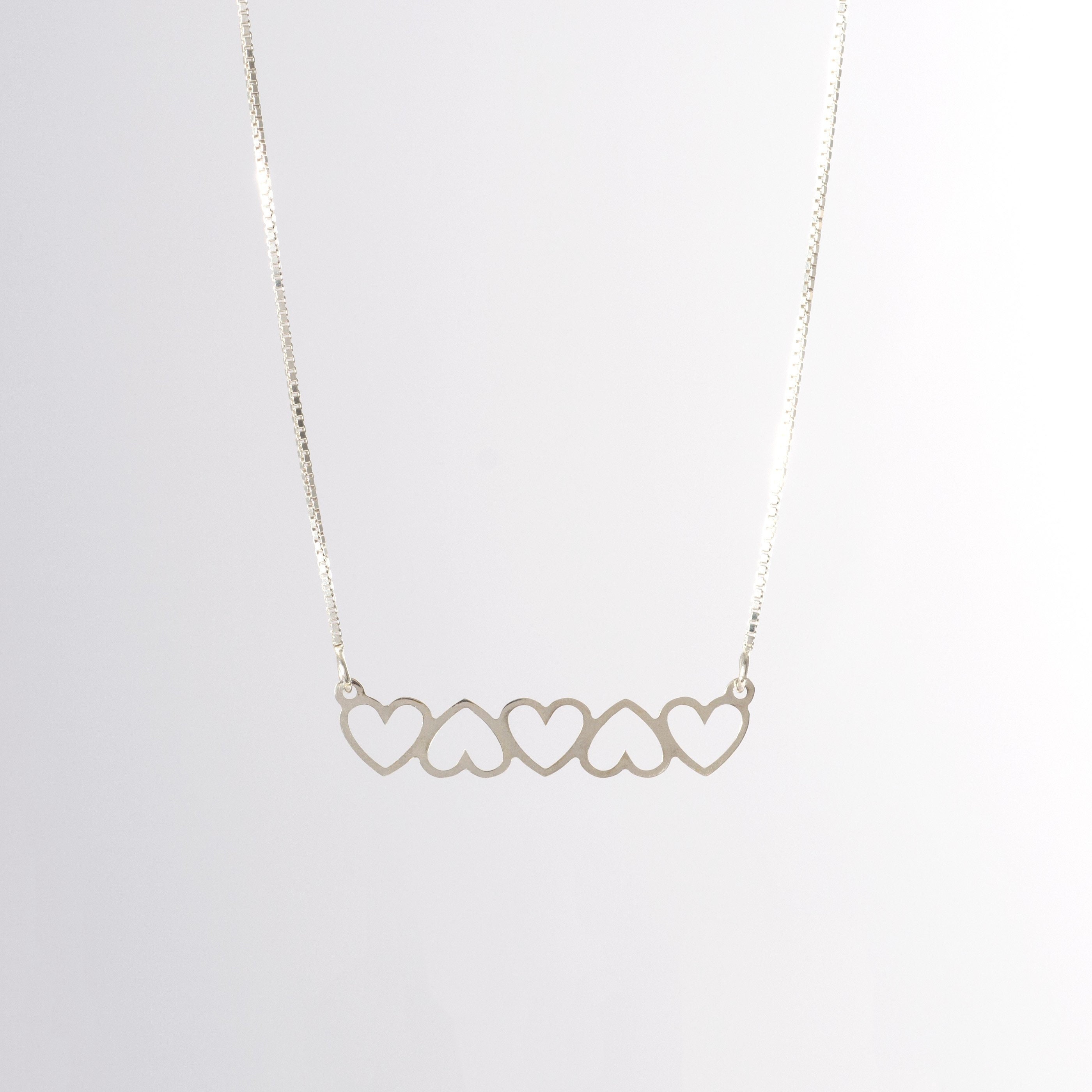 925 Sterling Row-of-five-hearts Pendant, Valentine's Day , Heart