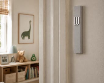 Gray Concrete Mezuzah Case, Modern Minimalist Mezuzah, Silver Shin, Fits 10cm Scroll, Israeli Judaica, Concrete Mezuzah with Silver Shin