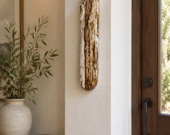 Luxury Jerusalem Stone Mezuza, Natural Brown and Cream Stone Mezuza Case, Handmade Israeli Judaica, Holy Land Home Mezuza
