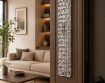 Luxury Medium Acrylic Mezuzah with Silver Geometric Design, Modern Judaica Gift, Elegant Jewish Home Decor