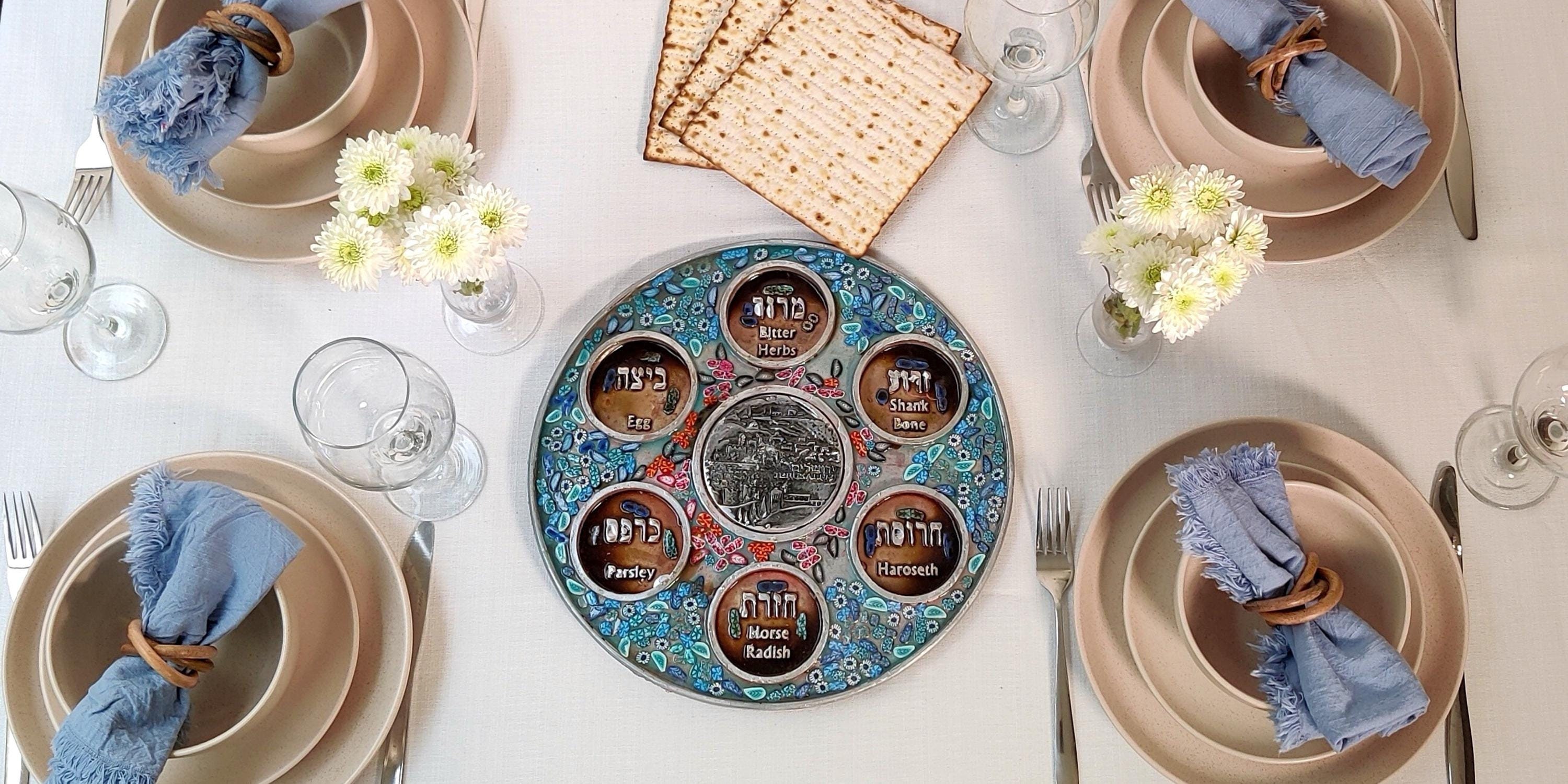 Passover Seder Plate Jerusalem With Blue Flowers Made of Polymer Clay ...