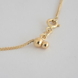 Unique 14K Yellow Gold Wheat Chain Necklace - Adjustable Length