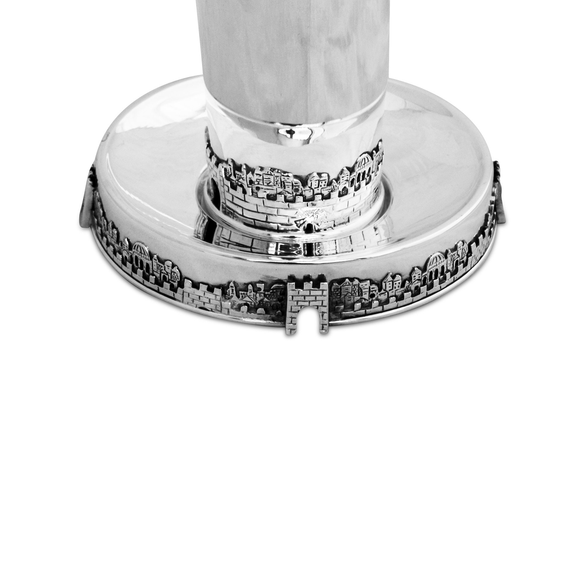 Coppa Del Kiddush In Argento Con Piattino – Incisa A Motivi, Per Vino, Gerusalemme, Ebraica