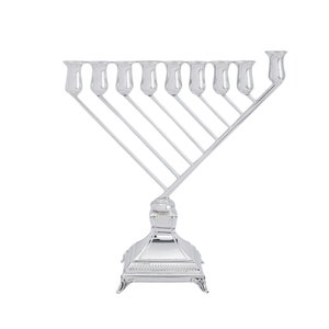 Traditional Chabad Mid-Size Sterling Silver Hanukkah Menorah- A Timeless Symbol of Celebration