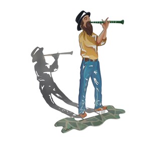 Colorful Klezmer Players Sculpture, Metal Musician Clarinet Figurine, Special Judaica, Jewish Musicians, Jewish Music Gift, Dancing Hasidim