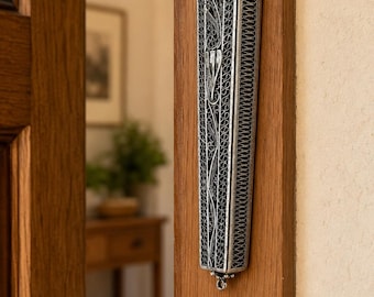 Silver Filigree Mezuzah | Sterling Mezuzah | 12cm Mezuzah Case | 10cm Scroll Holder | Judaica Gift | Handmade Silver Judaica | Wedding Gift