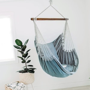 Hammock chair, hanging chair, Porch swing, Denim hammock chair, Adult Indoor hammock swing chair, Bedroom hammock swing chair image 5