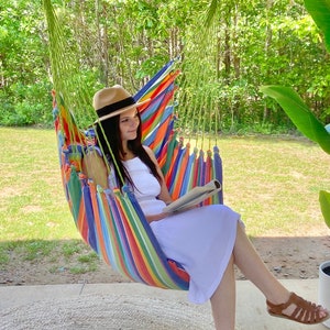 Hammock Chair with Cushions, Garden Hanging Chair, Reading Chair, Boho Macrame Swing, Indoor Swing, Swinging Hammock Porch Swing Mothers Day