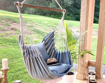 Hammock chair, hanging chair, Porch swing, Denim hammock chair, Adult Indoor hammock swing chair, Bedroom hammock swing chair