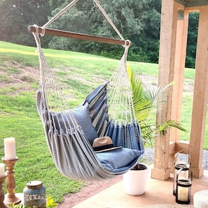 Hammock chair, hanging chair, Porch swing, Denim hammock chair, Adult Indoor hammock swing chair, Bedroom hammock swing chair image 1