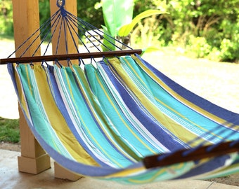 Hammock, Hammock with spreader bars, Hammock Outdoor, Adult Canvas Hammock, Colorful Hammock, Fabric hammock, Large Cotton Hammock