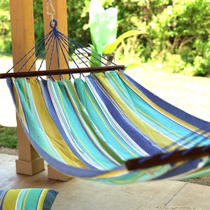 Hammock, Hammock with spreader bars, Hammock Outdoor, Adult Canvas Hammock, Colorful Hammock, Fabric hammock, Large Cotton Hammock