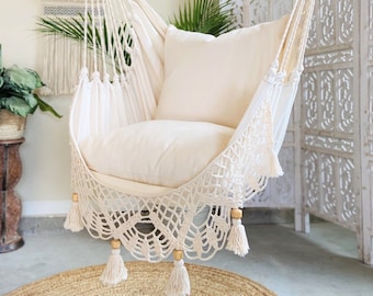 Hammock Chair, Hanging Chair, Swing Chair, Indoor Swing, Macrame hanging chair, Macrame Swing Chair, Boho Chair, Hanging Chair in Bedroom