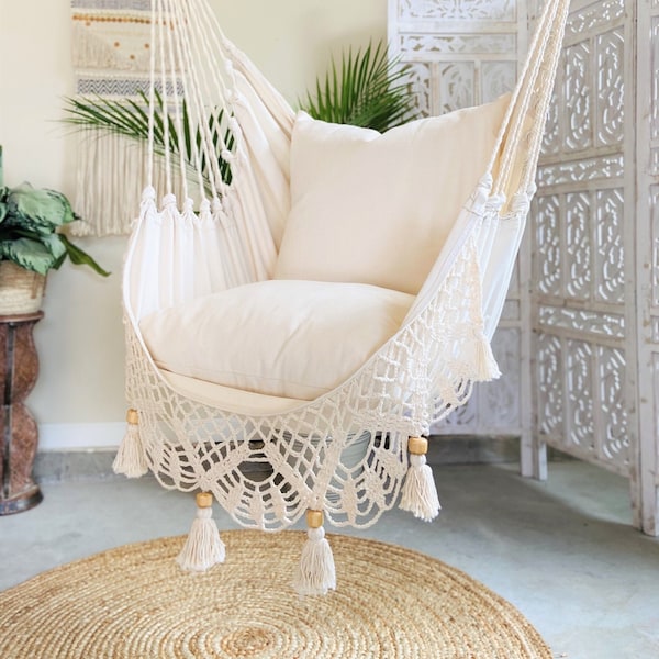 Hammock Chair, Hanging Chair, Swing Chair, Indoor Swing, Macrame hanging chair, Macrame Swing Chair, Boho Chair, Hanging Chair in Bedroom