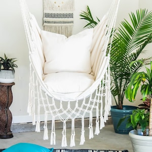 Hanging Chair, Hammock Chair, Macrame hammock swing, Macrame Hanging Chair, Swing Chair, Boho chair, Hanging chair in bedroom, Indoor Swing