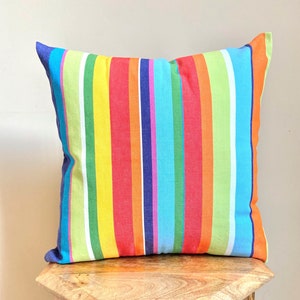 Rainbow Pillow, Striped throw pillow, Eclectic colorful pillow, Boho pillow, Ethnic hammock pillow cover, Bohemian multi color pillow