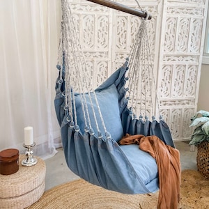 Hammock Swing Chair, Blue Hammock chair for kids, Bedroom Swing hammock, Swinging hanging chair, Small hammock swing chair for toddler teen