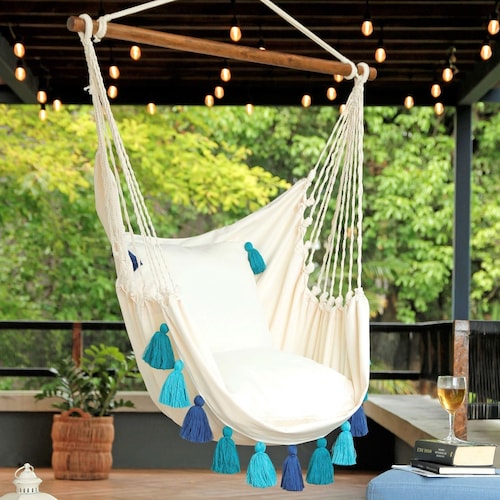 OutdoorIndoor Yard Patio Swing Hanging Chair Rope Garden Spreader Double Hammock 