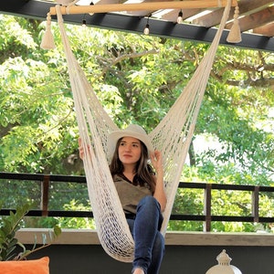 Macrame Hammock chair, Hanging Swinging Chair, Boho Macrame swing, Rope Cotton Swing, Rope Hammock Chair, Bohemian chair swing, Porch Decor