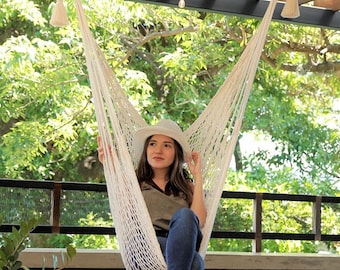 Macrame Hammock chair, Hanging Swinging Chair, Boho Macrame swing, Rope Cotton Swing, Rope Hammock Chair, Bohemian chair swing, Porch Decor