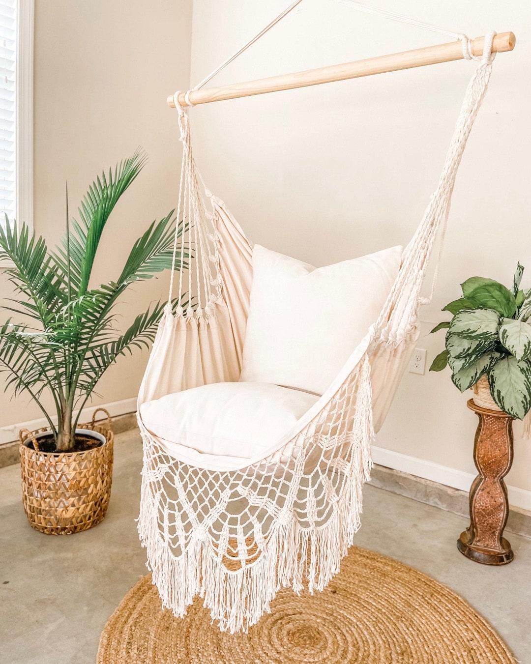 Hanging Chair Boho Accent Chair Boho Hammock Chair Swing Egg Chair Hanging Chair in Bedroom Macrame Swing Chair Indoor Swinging Hammock Etsy UK