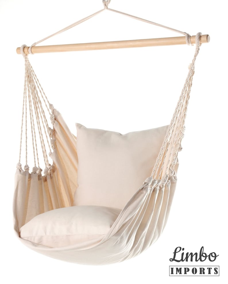 white hanging hammock chair