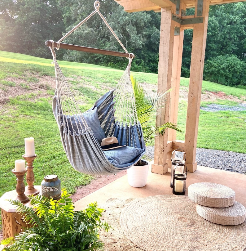 Hammock chair, hanging chair, Porch swing, Denim hammock chair, Adult Indoor hammock swing chair, Bedroom hammock swing chair image 1