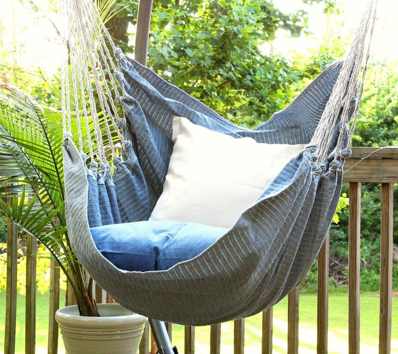 Hammock chair, hanging chair, Porch swing, Denim hammock chair, Adult Indoor hammock swing chair, Bedroom hammock swing chair image 7