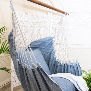 Hammock chair, hanging chair, Porch swing, Denim hammock chair, Adult Indoor hammock swing chair, Bedroom hammock swing chair image 4