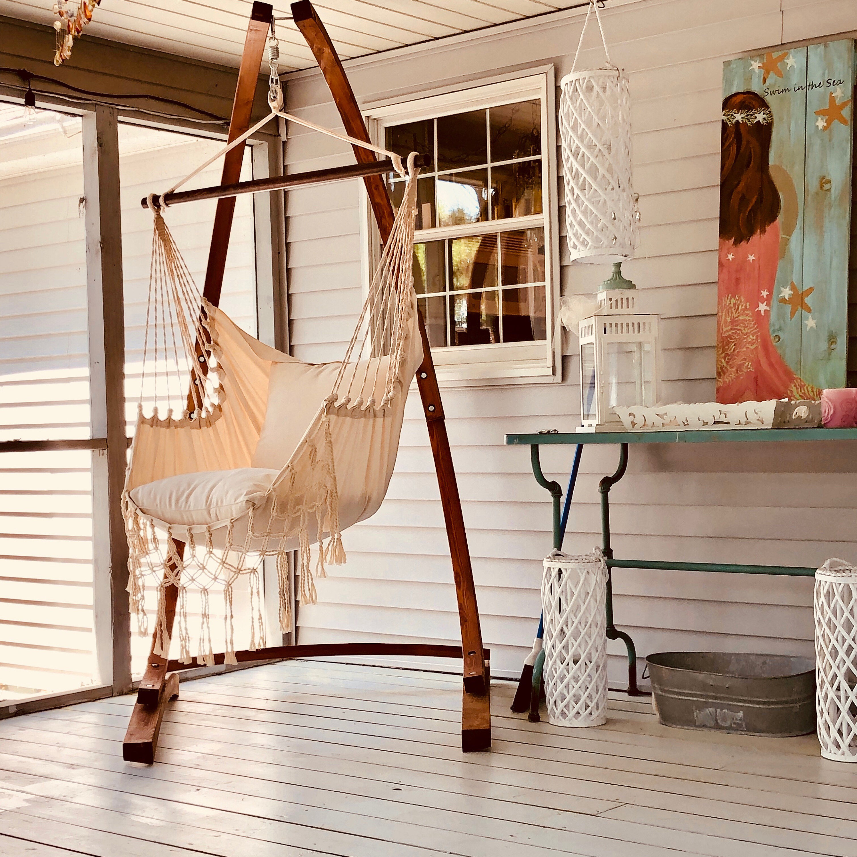 Hammock swing stand wood sale
