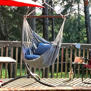 Hammock chair, hanging chair, Porch swing, Denim hammock chair, Adult Indoor hammock swing chair, Bedroom hammock swing chair image 9