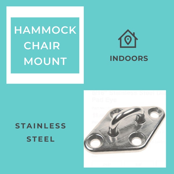 Hammock Chair Indoor Hanging Kit, WOOD Hardware Stainless Steel, Hammock swing hanging tools, Hammock ceiling mount , Hammock hardware