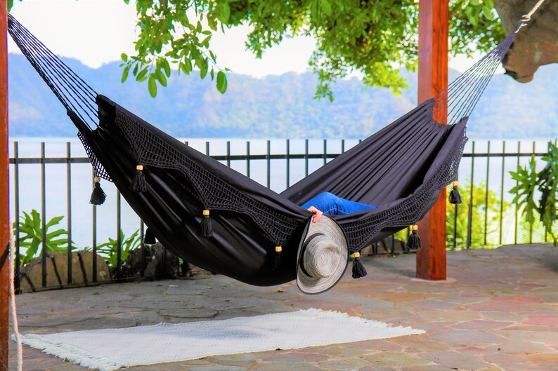 Hammock Macrame Hammock Black Hammock Cotton Canvas Etsy