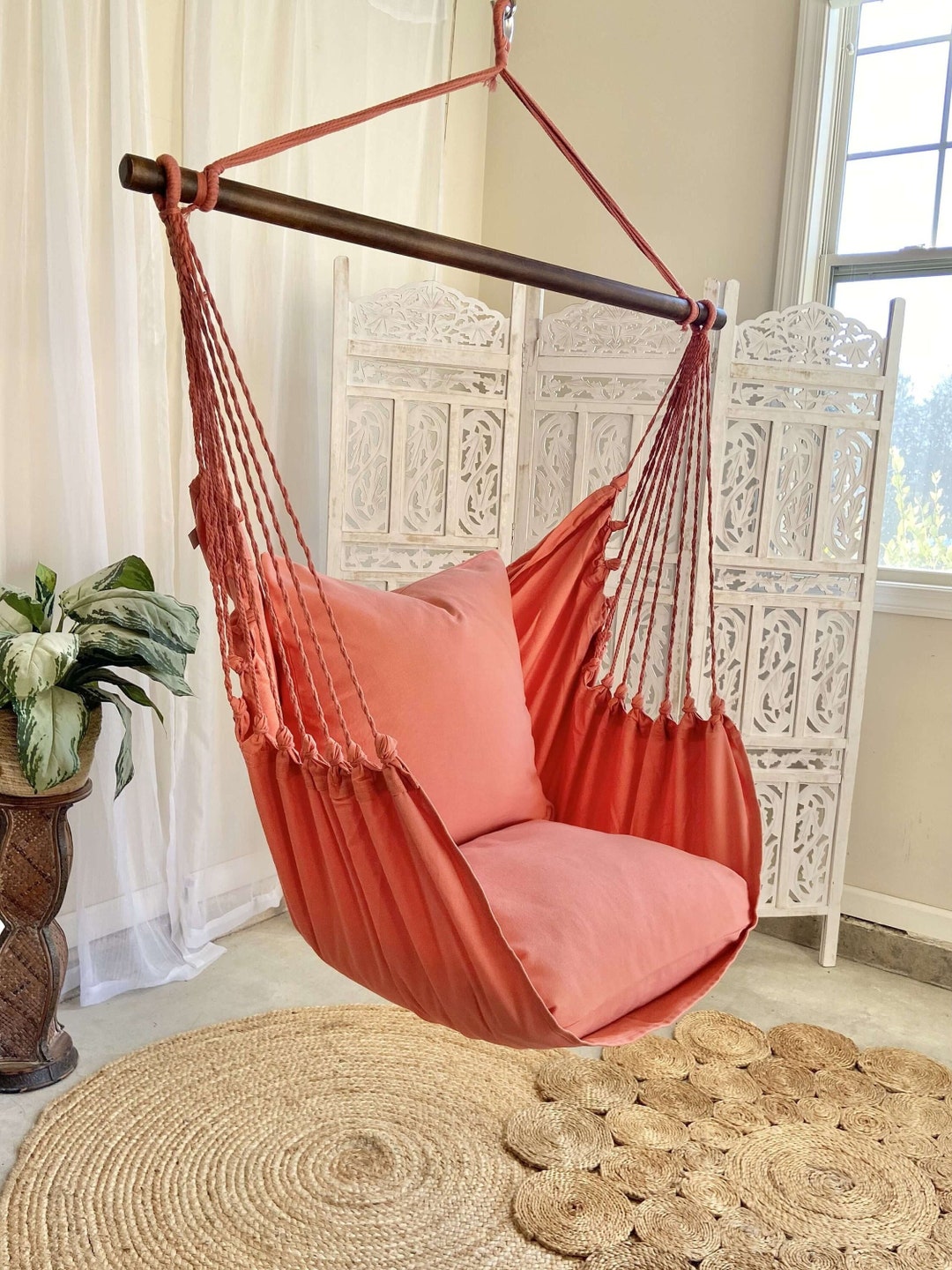Hammock Chair Pink Chair Bedroom Boho Chair Swinging Chair Etsy