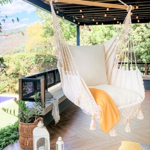 hammock chair in a covered patio