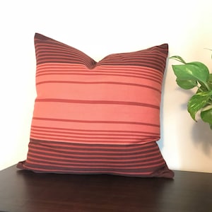 Pink brown pillow, Boho pillow, Striped multi-color pillow, Pink lumbar pillow, Brown stripe pink. Blush throw pillow, Bohemian pillow decor