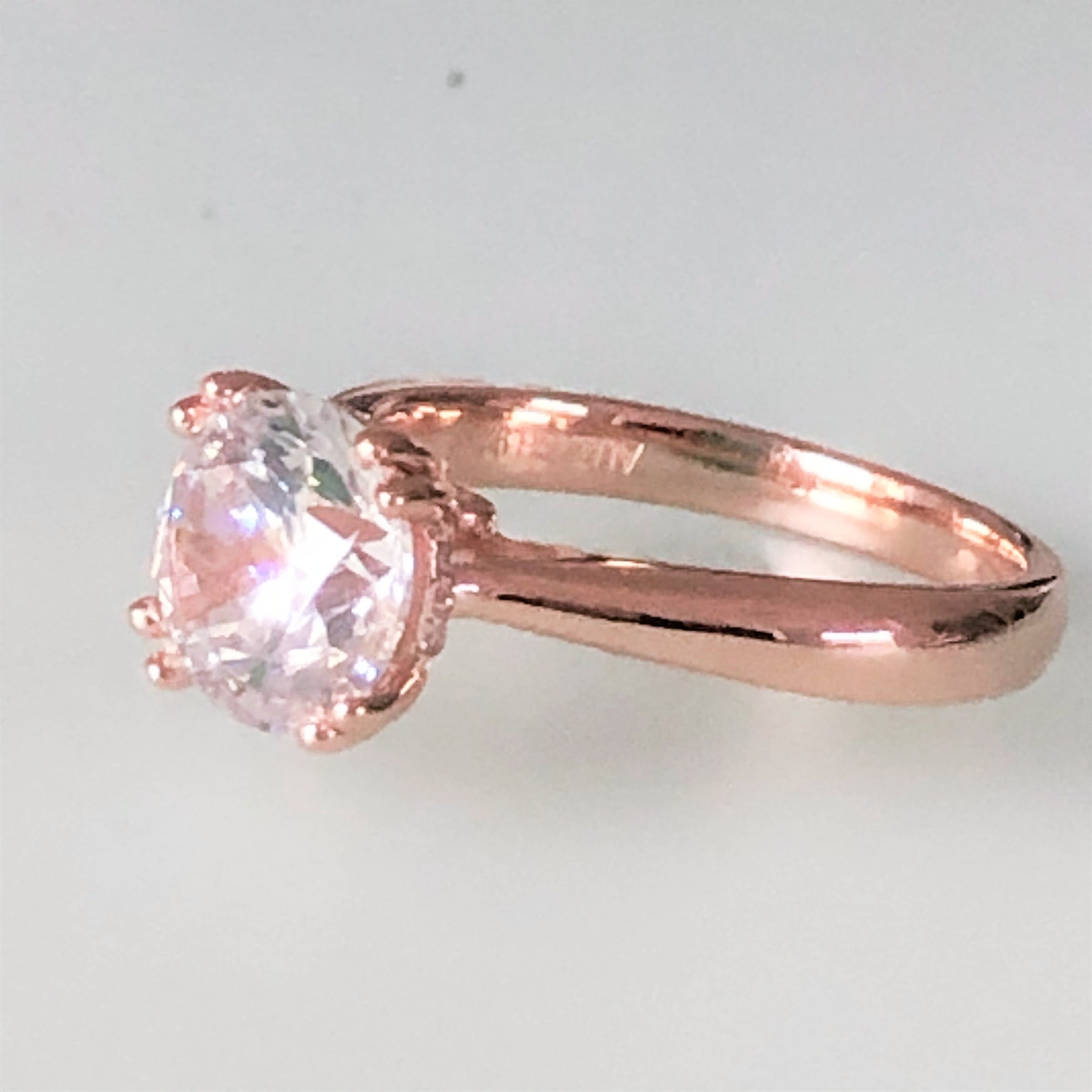 Rose gold plated engagement ring Real 18K rose gold plated Etsy