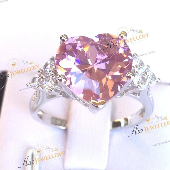pink heart engagement ring