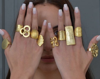 14K gouden ring, unieke gouden ring, stijlvolle ring, sierlijke gouden ring, ondertekende ring, brede gouden ring, gouden parallelle ring, gouden boho ring, stapelring