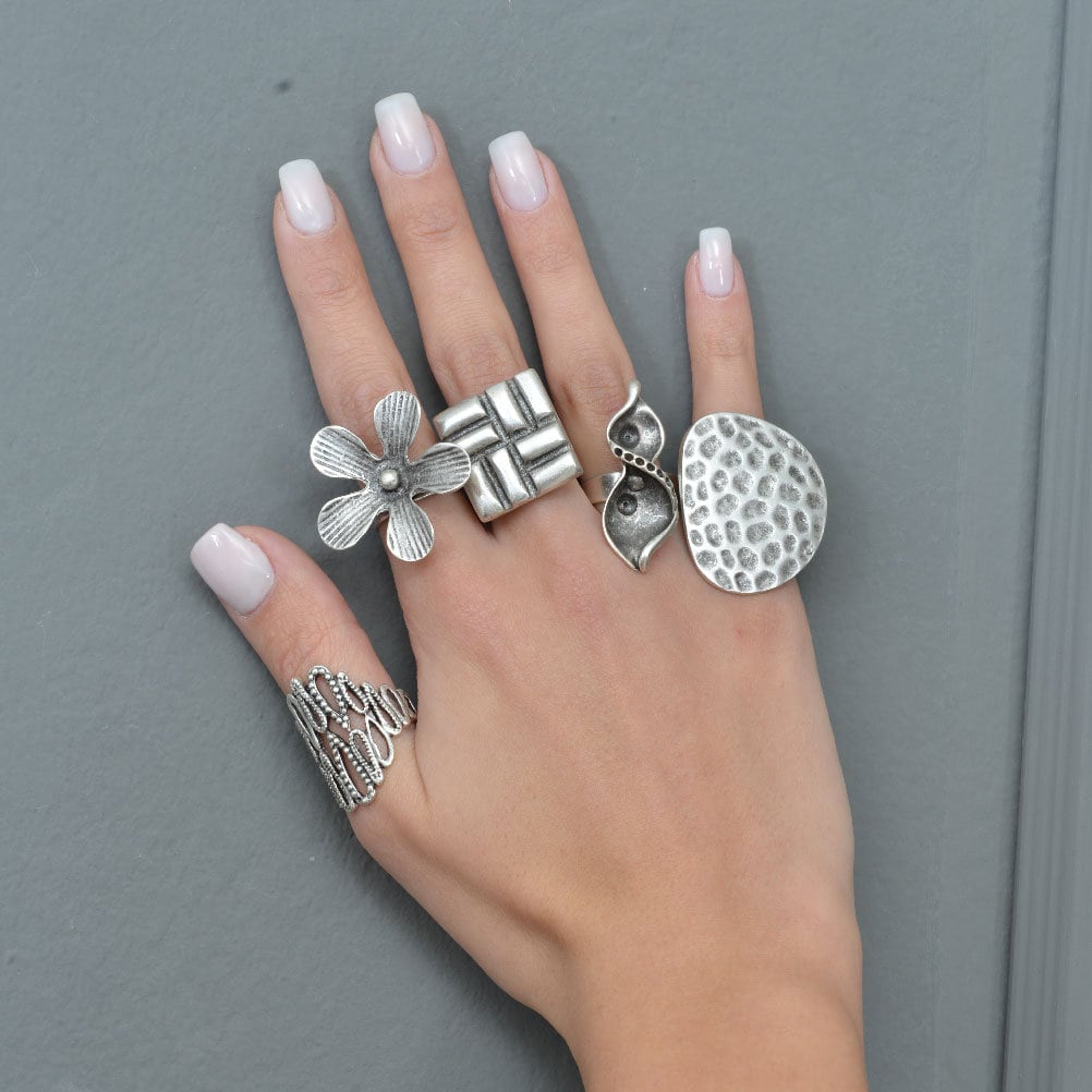 Adjustable Boho Chunky Statement Knuckle Ring, Hippie Ethnic Full