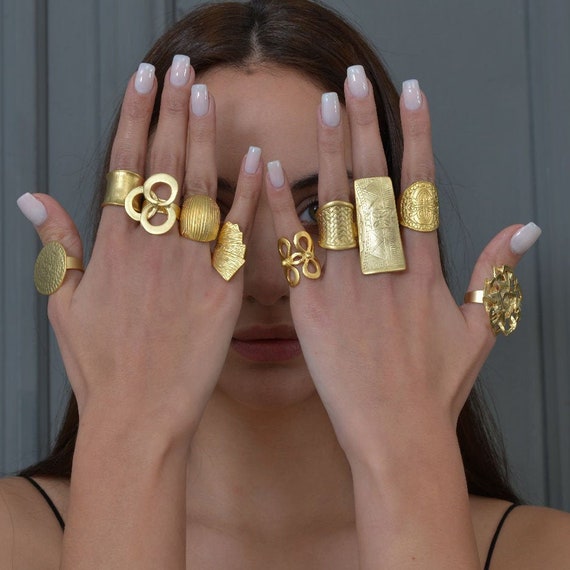 Dainty gold sale rings etsy