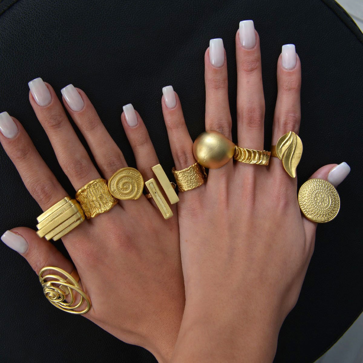 14K Gold Elegant Rectangle Dome Unique Ring, Stylish Boho Dainty Signed ...