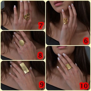 14K gold ring, Unique gold ring, Stylish ring, Dainty gold ring, Signed ring, Wide gold ring,Gold parallel ring,Gold boho ring,Stacking ring image 3