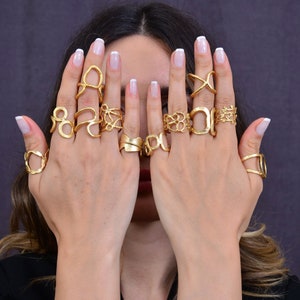 14K gold ring Unique gold ring Gold geometric ring Stylish ring Dainty gold ring Signed ring Wide gold ring Gold tube ring Stacking ring