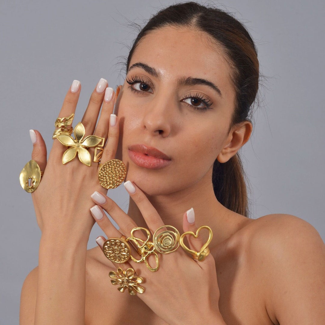 Boho Ring, Bohemian Ring, Hippie Ring, Gold Ring, Tribal Ring, Large