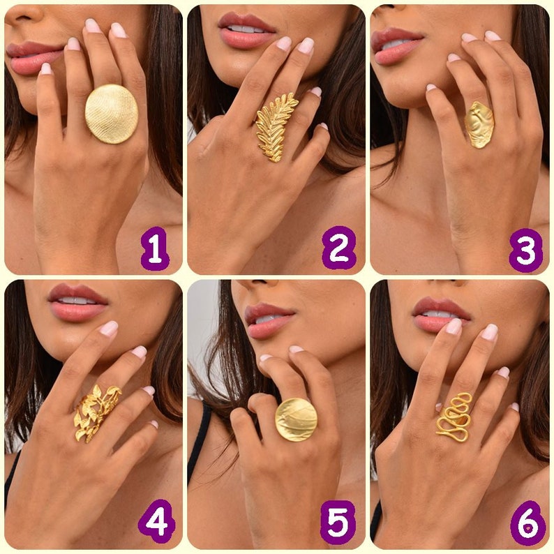 Gold Statement Ring, Gold Ring for Women, Multi Band Ring, Chunky Wide ...