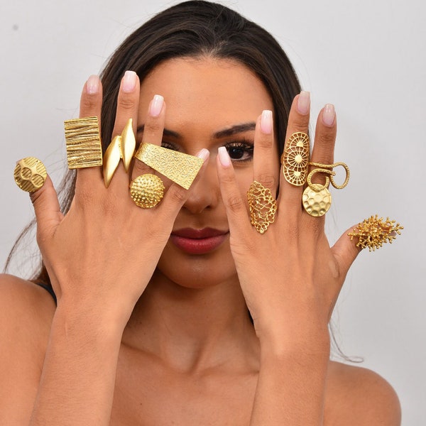 14K gold ring, Unique gold ring, Stylish ring, Dainty gold ring, Signed ring,Wide gold ring,Gold parallel ring,Gold boho ring,Stacking ring