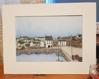 A4 colour print of Crail harbour