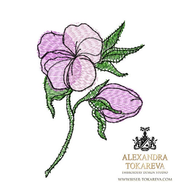 Gift for women, Machine embroidery design, PDF embroidery pattern Cotton flowers